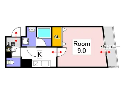 エスペランサ医大東(1K/6階)の間取り写真