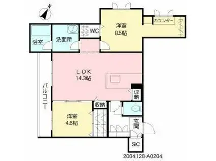 シャーメゾンクレストール御領(2LDK/2階)の間取り写真