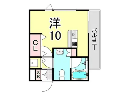 ブリストル(ワンルーム/1階)の間取り写真