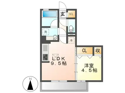 グレース川八(1LDK/1階)の間取り写真