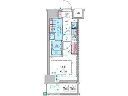 GENOVIA西川口III(1K/10階)の間取り写真