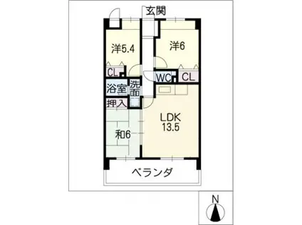 クレアーレ浅井(3LDK/3階)の間取り写真