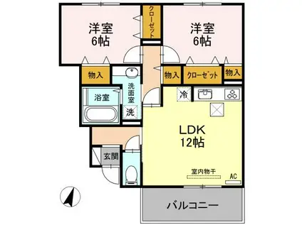 LILAC B(2LDK/1階)の間取り写真