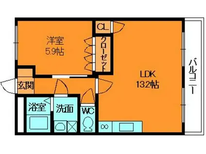 ファーストヴィラ(1LDK/2階)の間取り写真