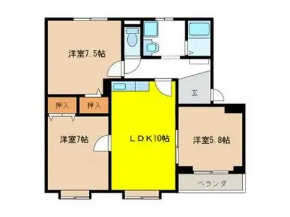 SUPREME MATSUNO(3LDK/2階)の間取り写真