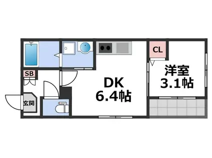 ベル ルミエール中川(1DK/2階)の間取り写真