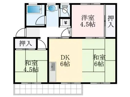 公団狭山14号棟(3DK/4階)の間取り写真