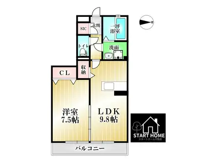 リバーパークA(1LDK/3階)の間取り写真