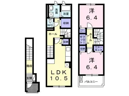 セレノN(2LDK/2階)の間取り写真