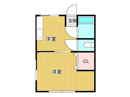 白百合荘(1DK/2階)の間取り写真