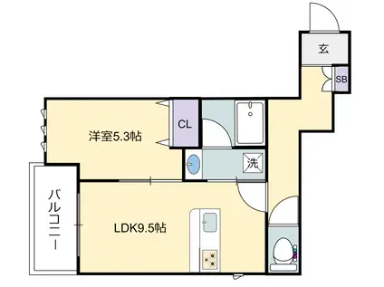 ベレオ元町山手(1LDK/3階)の間取り写真