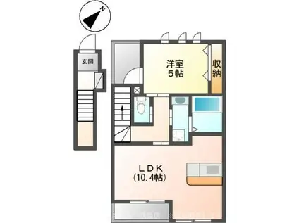 LUNAI SAKURAI(1LDK/2階)の間取り写真