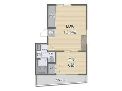 ユーアイコーポ(1LDK/1階)の間取り写真