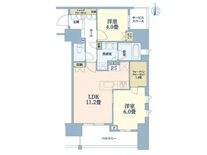 パークホームズ浅草橋(2LDK/5階)の間取り写真