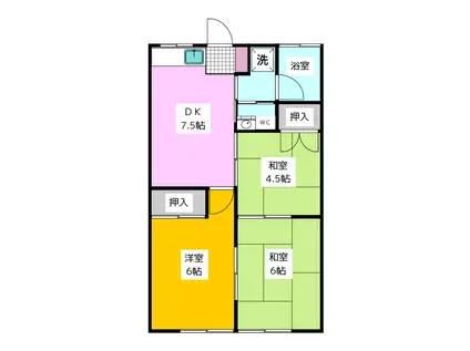 ジョイハウス(3DK/1階)の間取り写真