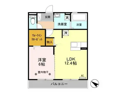 カーサ フェリーチェ(1LDK/2階)の間取り写真