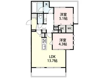 鎌倉市台メゾン北棟(2LDK/2階)の間取り写真