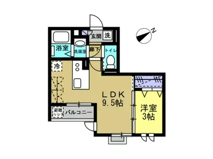 JR南武線 向河原駅 徒歩7分 3階建 築13年(1LDK/1階)の間取り写真
