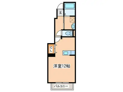 アイリス(ワンルーム/1階)の間取り写真