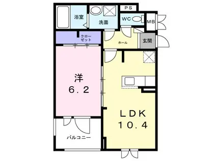 ベーネ・ウノ(1LDK/2階)の間取り写真