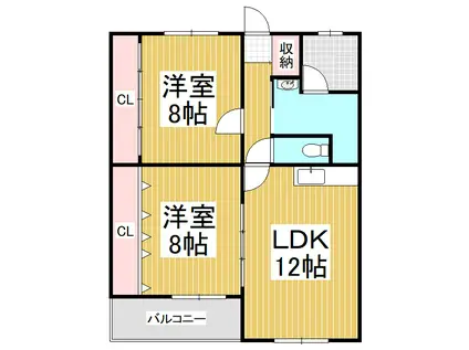 メゾン赤坂(2LDK/2階)の間取り写真