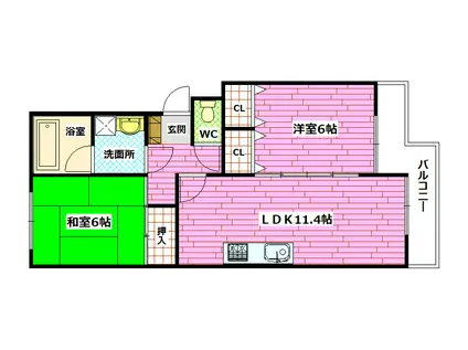 タカヤマハイツ(2LDK/4階)の間取り写真