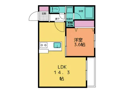 中町・マイスターセブン(1LDK/1階)の間取り写真