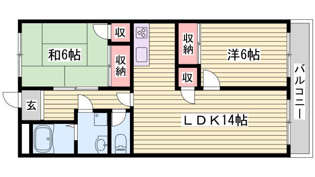 プレジオ王塚台(2LDK/2階)の間取り写真