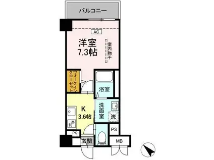 ヴィラ ひまわり(1K/4階)の間取り写真