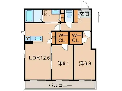 ベレオ和歌山駅東(2LDK/3階)の間取り写真
