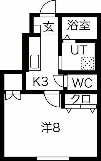 チュテレール(1K/1階)の間取り写真
