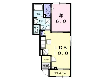 アヴァンス(1LDK/1階)の間取り写真