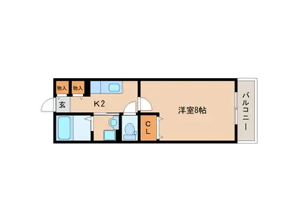 イリーデI(1K/1階)の間取り写真