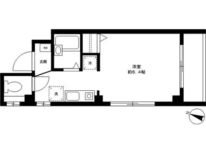 コアロード桜(ワンルーム/1階)の間取り写真