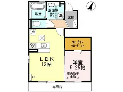 アヴェニールローザ(1LDK/1階)の間取り写真