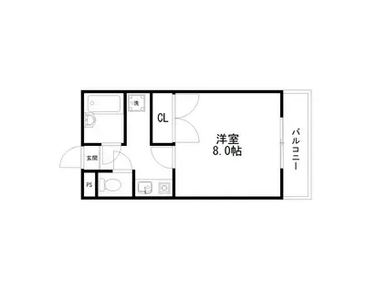 カサミア(1K/3階)の間取り写真