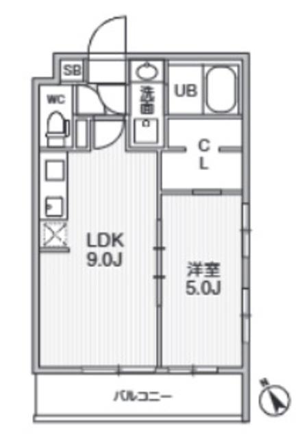 ALIVIS本八幡(1LDK/5階)の間取り写真