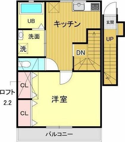 ビルドクラスタ台原(1K/2階)の間取り写真