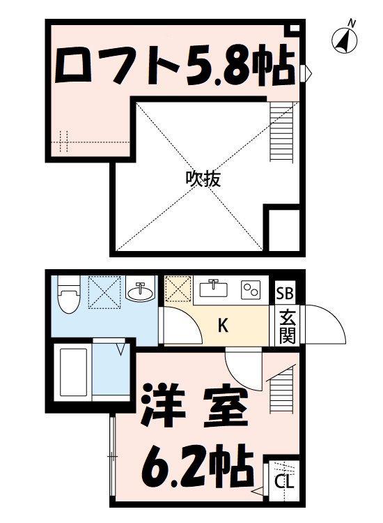 カムリンⅡ(1K/2階)の間取り写真