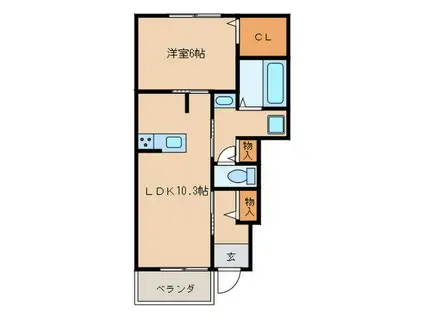 サルサージュI(1LDK/1階)の間取り写真