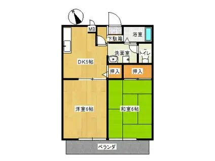 メゾントレビXII(2DK/2階)の間取り写真