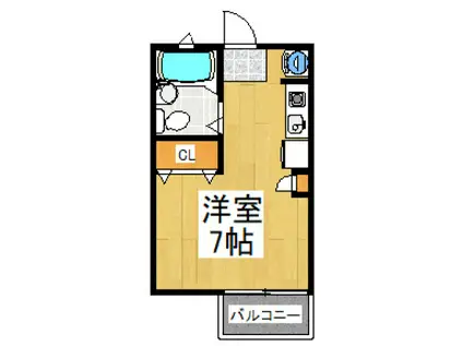 ハイツフォーチュン(ワンルーム/1階)の間取り写真