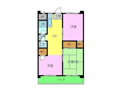 北野田マンション巽B棟(3DK/2階)の間取り写真