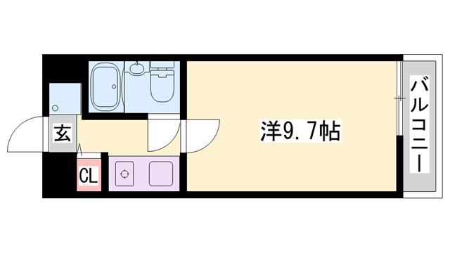 ダイアパレス姫路大手前通西(ワンルーム/7階)の間取り写真