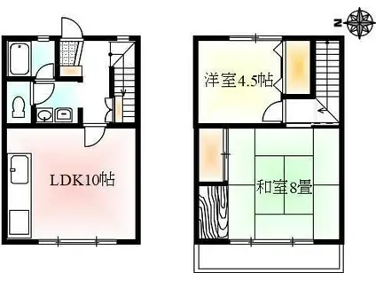 パルデンス木太(2LDK/1階)の間取り写真