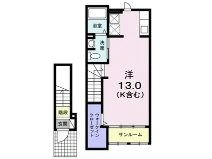 レガーロ(ワンルーム/2階)の間取り写真