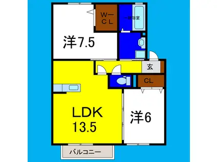 シャルムコート(2LDK/2階)の間取り写真
