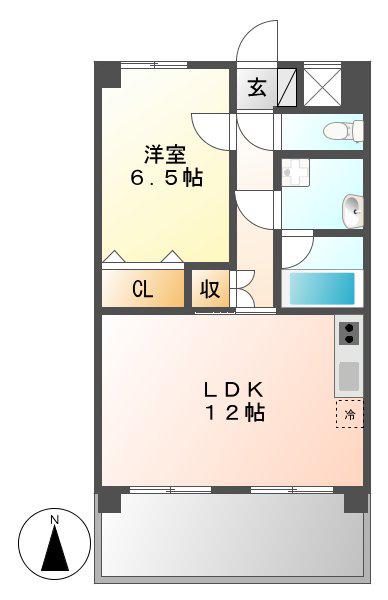 アピエ黄金(1LDK/6階)の間取り写真
