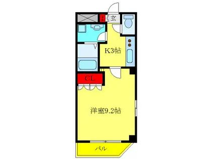 ローズガーデンNKK(1K/2階)の間取り写真