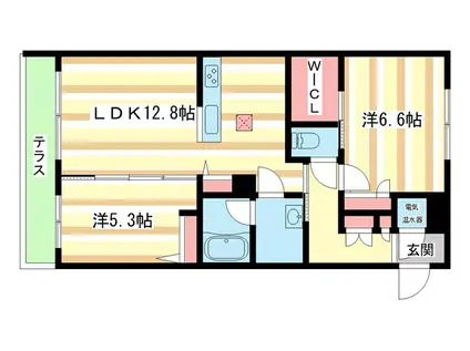 シャーメゾンレジデンスあすか(2LDK/1階)の間取り写真